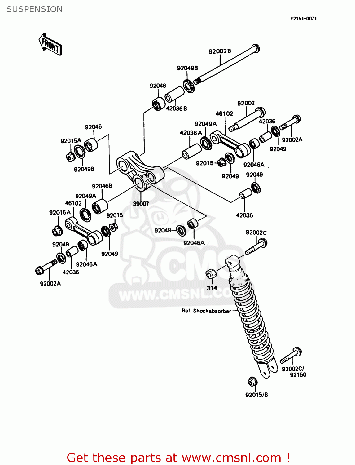 SUSPENSION KMX125-B3 1988 UNITED KINGDOM FR