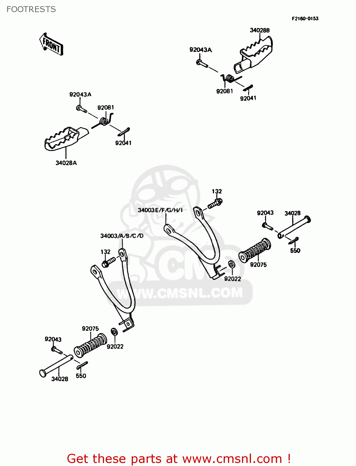 FOOTRESTS KMX125-B3 1988 UNITED KINGDOM FR