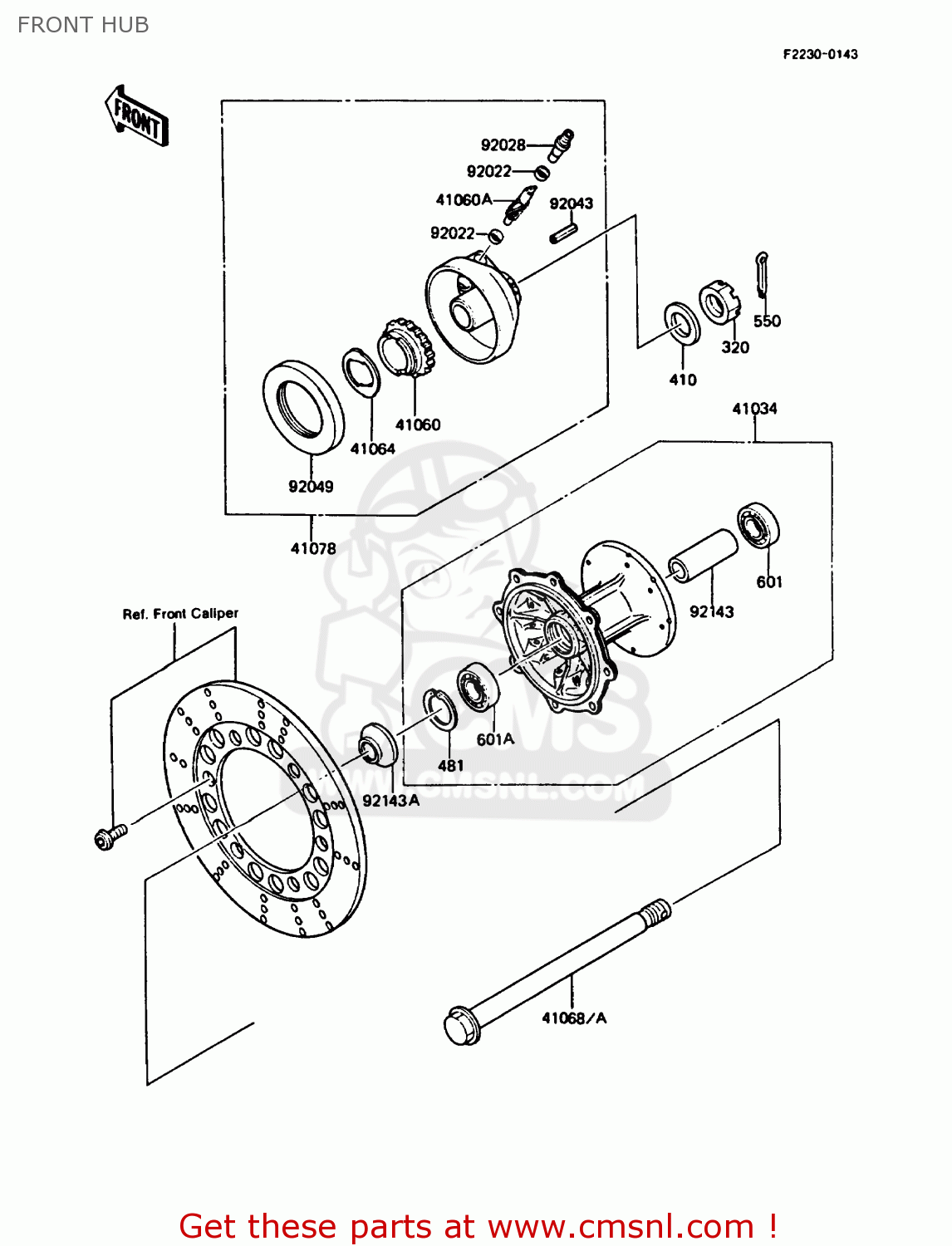 FRONT HUB KMX125-B3 1988 UNITED KINGDOM FR