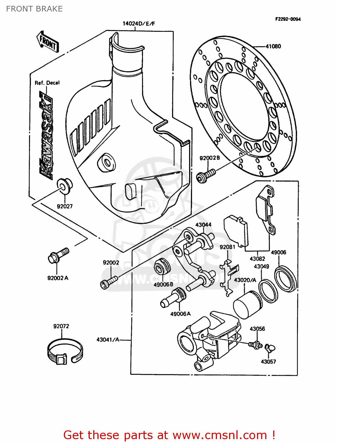 FRONT BRAKE KMX125-B3 1988 UNITED KINGDOM FR