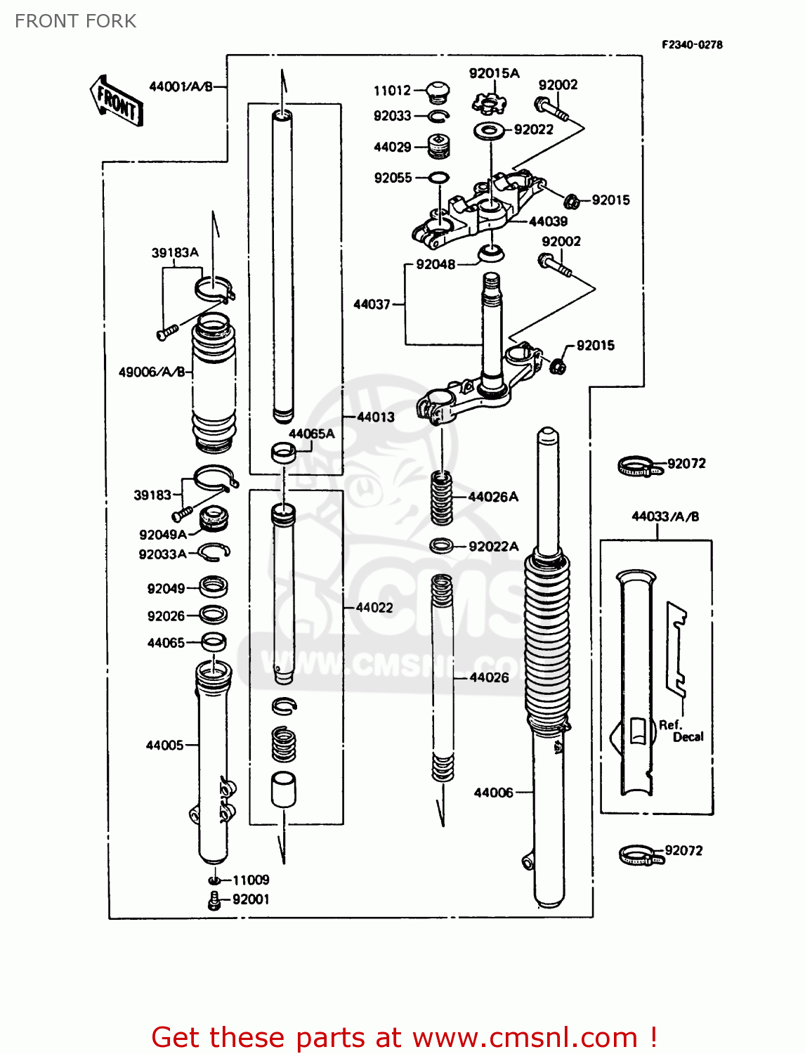 FRONT FORK KMX125-B3 1988 UNITED KINGDOM FR