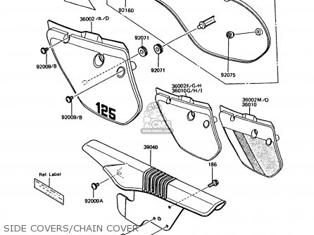 SIDE COVERS/CHAIN COVER - KMX125-B3 1988 UNITED KINGDOM FR