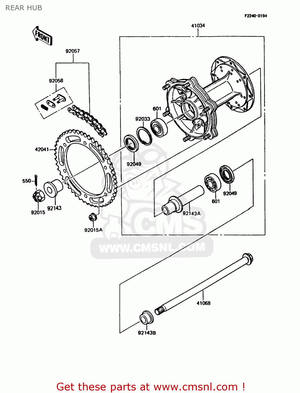 REAR HUB KMX125-B4 1989 UNITED KINGDOM FR