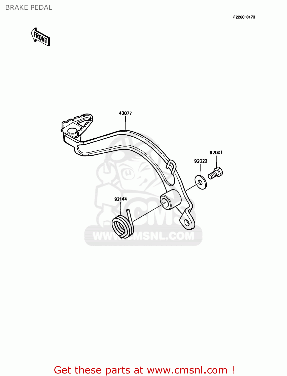 BRAKE PEDAL KMX125-B4 1989 UNITED KINGDOM FR