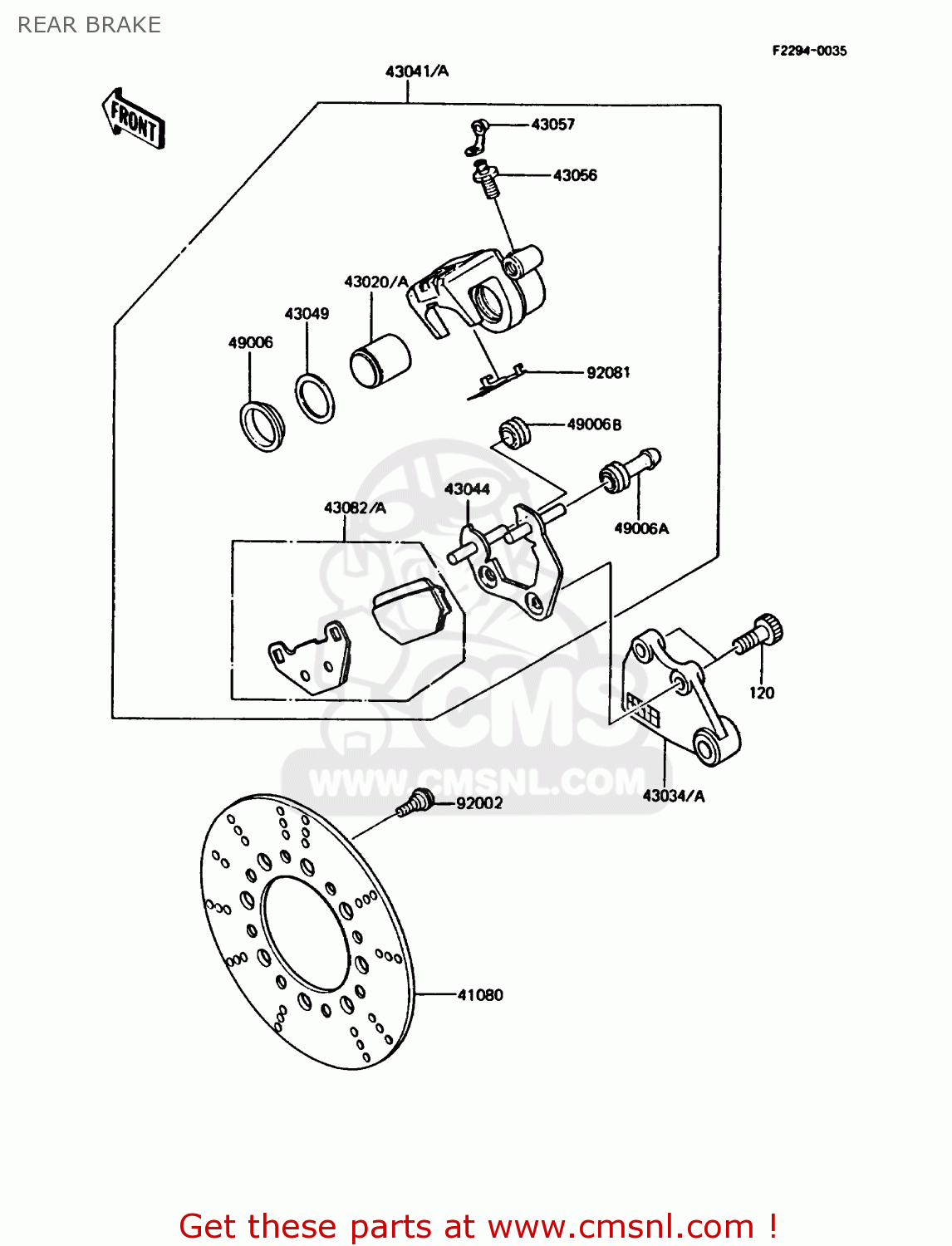 REAR BRAKE KMX125-B4 1989 UNITED KINGDOM FR