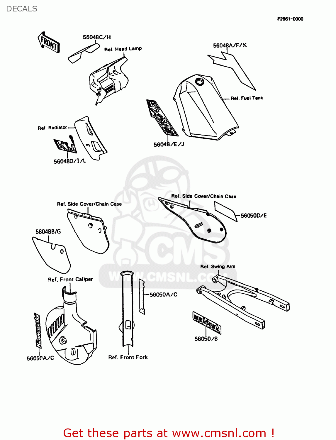 DECALS KMX125-B4 1989 UNITED KINGDOM FR