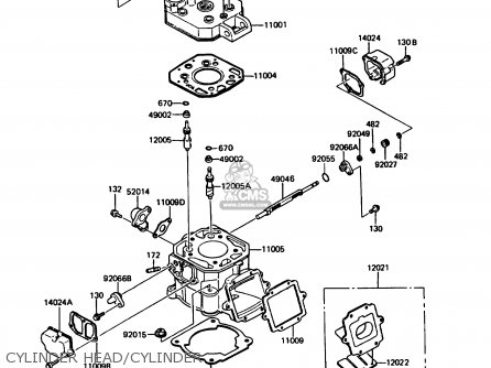 CYLINDER HEAD/CYLINDER - KMX125-B4 1989 UNITED KINGDOM FR