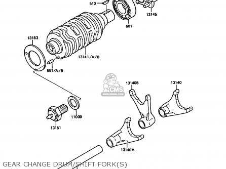 GEAR CHANGE DRUM/SHIFT FORK(S) - KMX125-B4 1989 UNITED KINGDOM FR