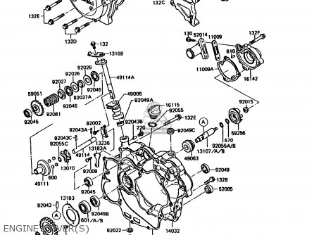 ENGINE COVER(S) - KMX125-B4 1989 UNITED KINGDOM FR
