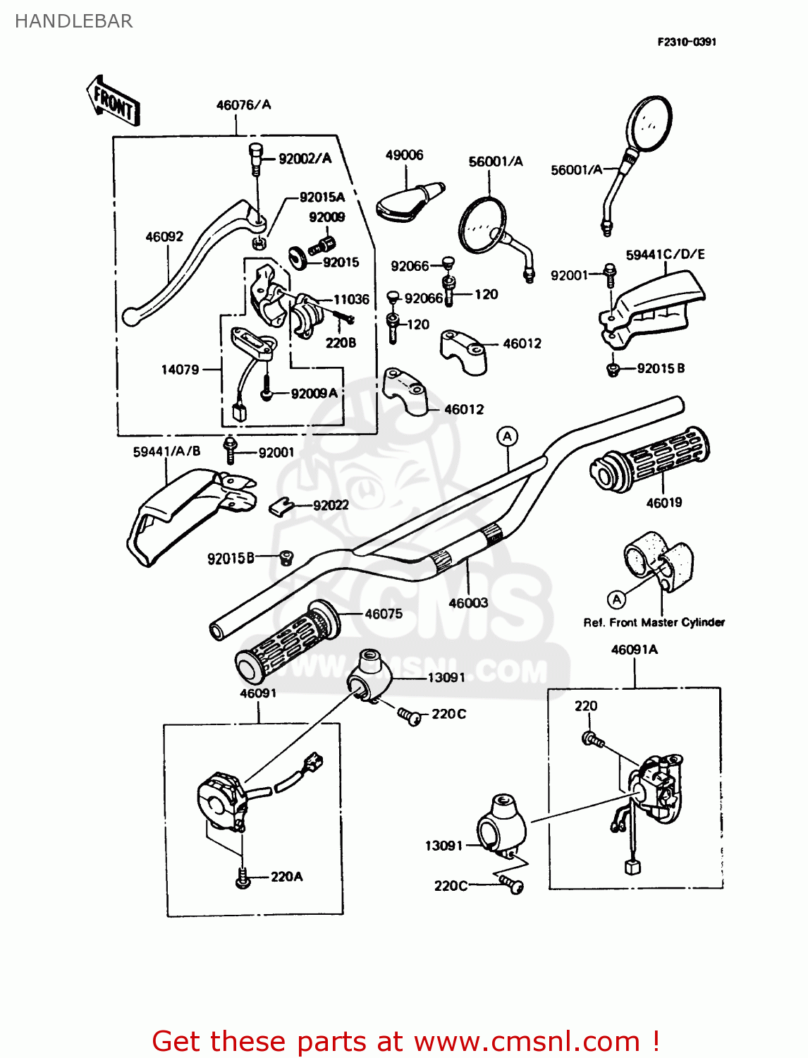 HANDLEBAR KMX125-B5 1990 UNITED KINGDOM FR SD