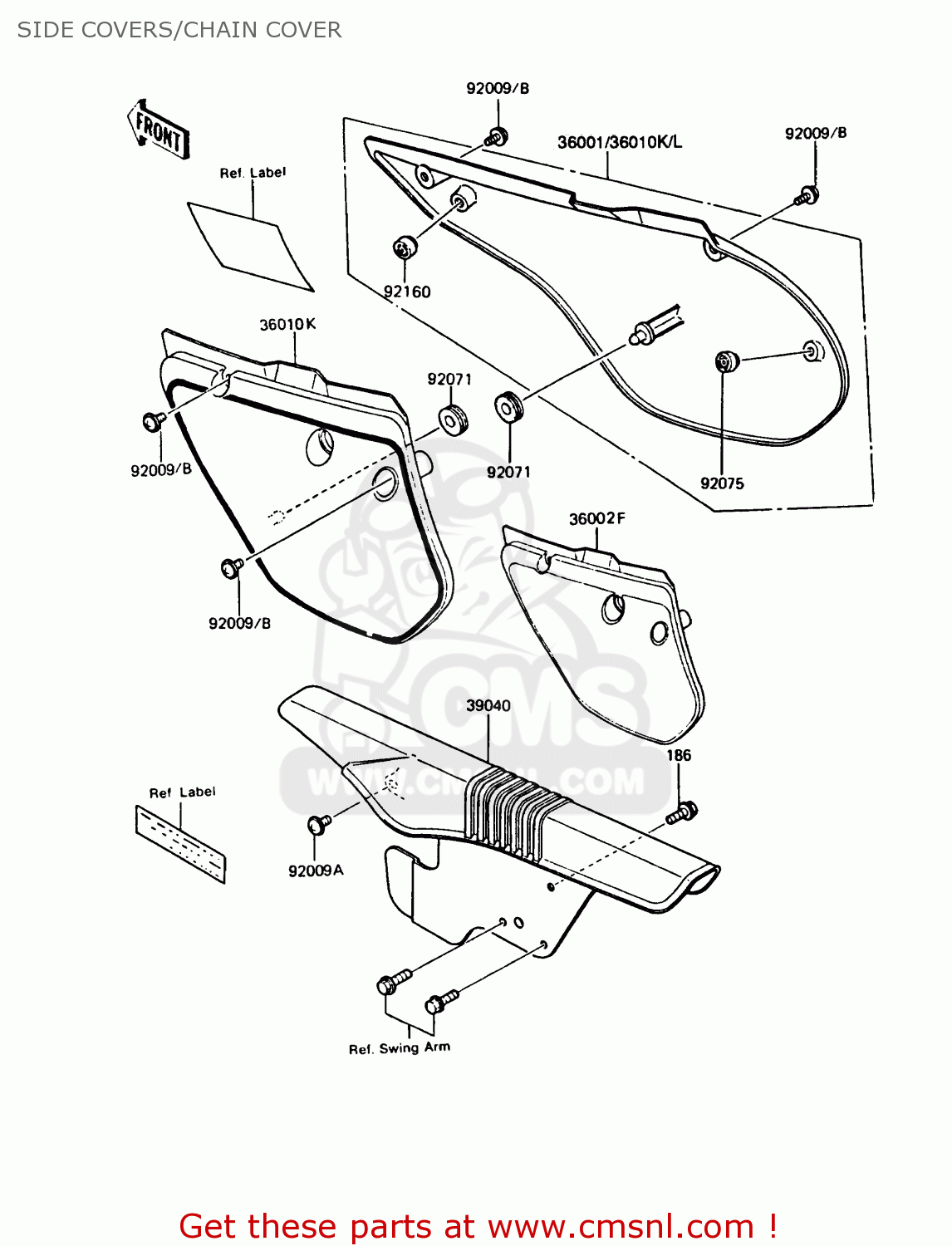 SIDE COVERS/CHAIN COVER KMX125-B5 1990 UNITED KINGDOM FR SD