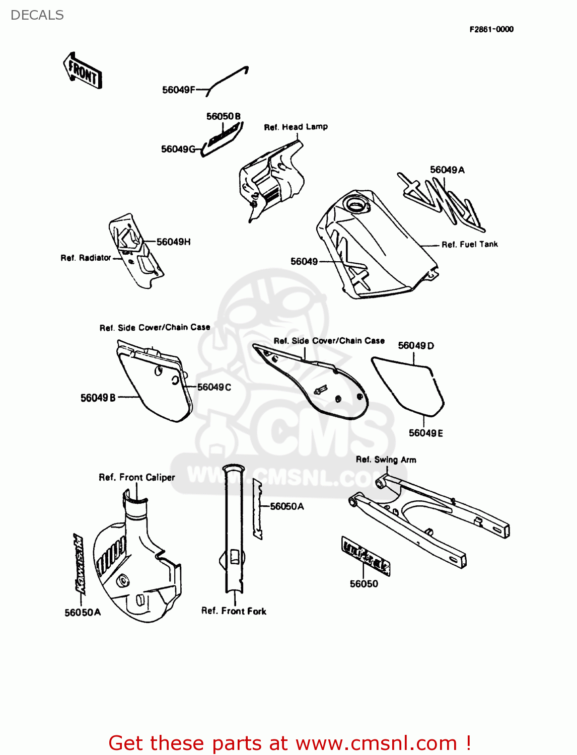 DECALS KMX125-B5 1990 UNITED KINGDOM FR SD