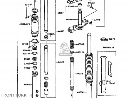 FRONT FORK - KMX125-B5 1990 UNITED KINGDOM FR SD