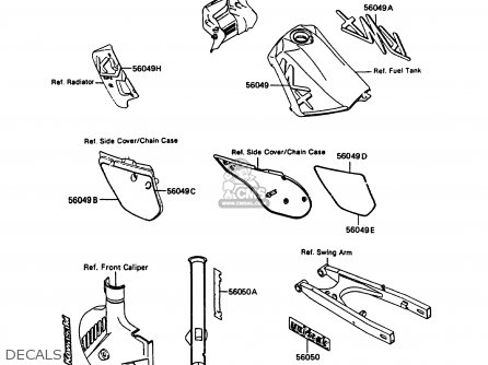 DECALS - KMX125-B5 1990 UNITED KINGDOM FR SD