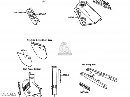 DECALS - KMX125-B5 1990 UNITED KINGDOM FR SD