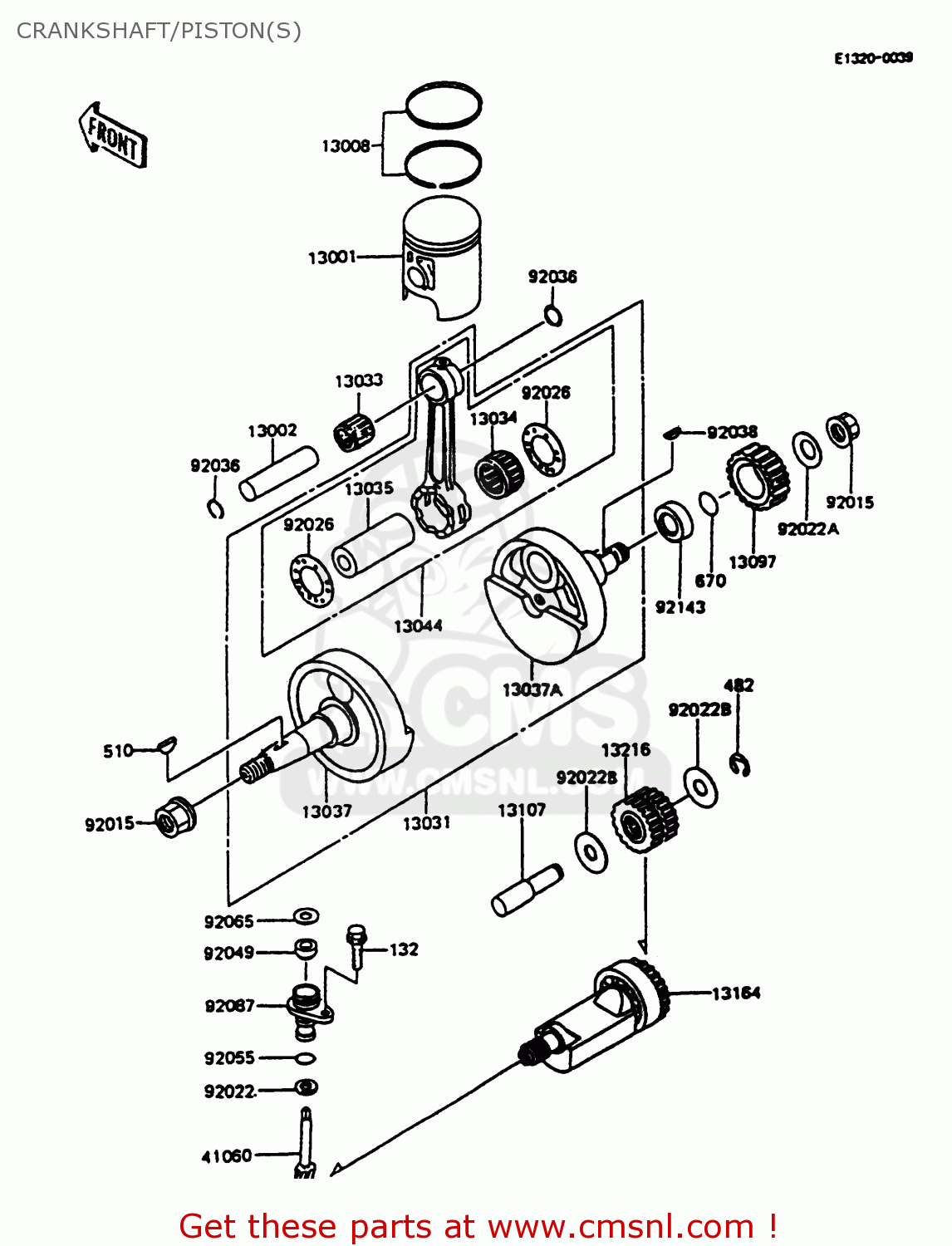 CRANKSHAFT/PISTON(S) KMX125-B6 1991 UNITED KINGDOM FR NR