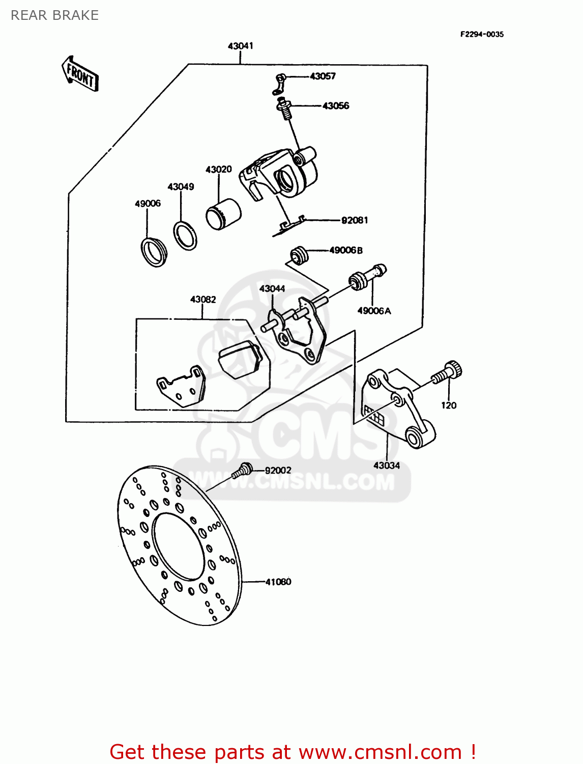 REAR BRAKE KMX125-B6 1991 UNITED KINGDOM FR NR