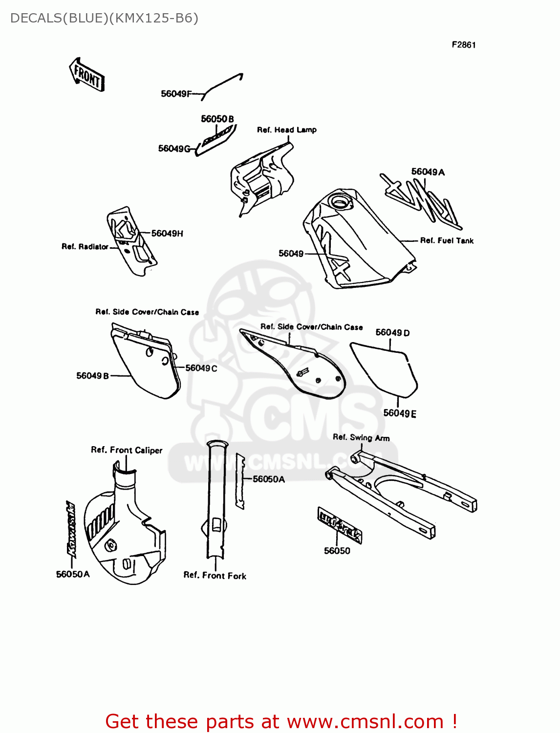 DECALS(BLUE)(KMX125-B6) KMX125-B6 1991 UNITED KINGDOM FR NR