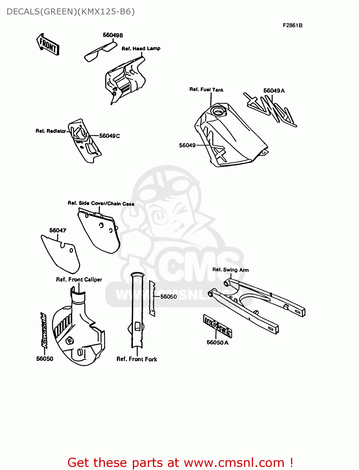 DECALS(GREEN)(KMX125-B6) KMX125-B6 1991 UNITED KINGDOM FR NR