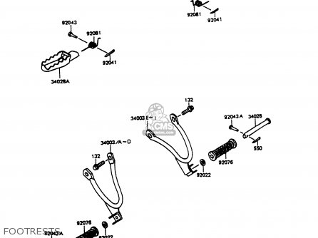 FOOTRESTS - KMX125-B6 1991 UNITED KINGDOM FR NR