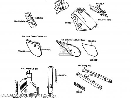 DECALS(BLUE)(KMX125-B6) - KMX125-B6 1991 UNITED KINGDOM FR NR