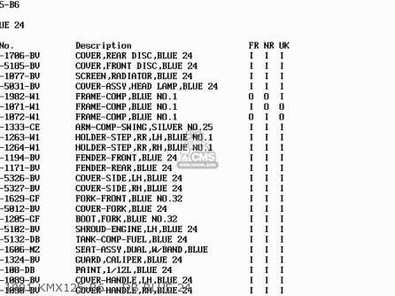 1991 KMX125-B6    DB BLUE 24 - KMX125-B6 1991 UNITED KINGDOM FR NR