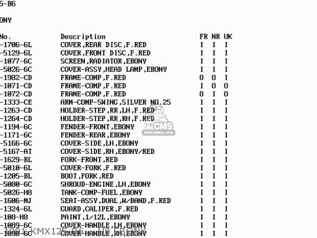 1991 KMX125-B6    H8 EBONY - KMX125-B6 1991 UNITED KINGDOM FR NR