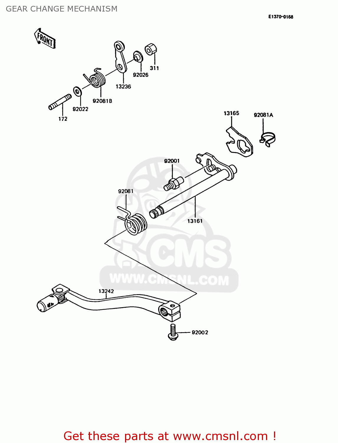 GEAR CHANGE MECHANISM KMX125-B7 1992 UNITED KINGDOM FR NR