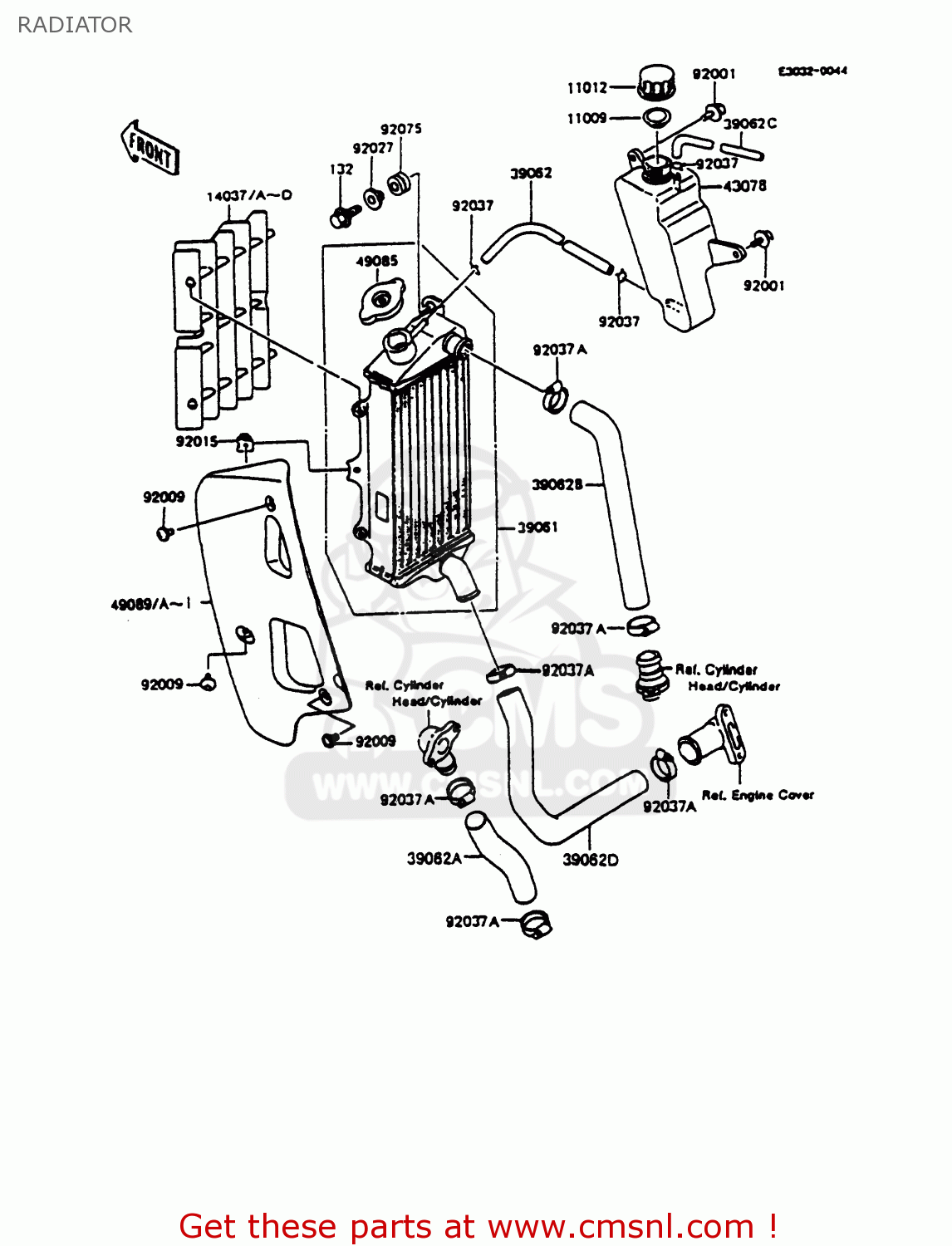 RADIATOR KMX125-B7 1992 UNITED KINGDOM FR NR
