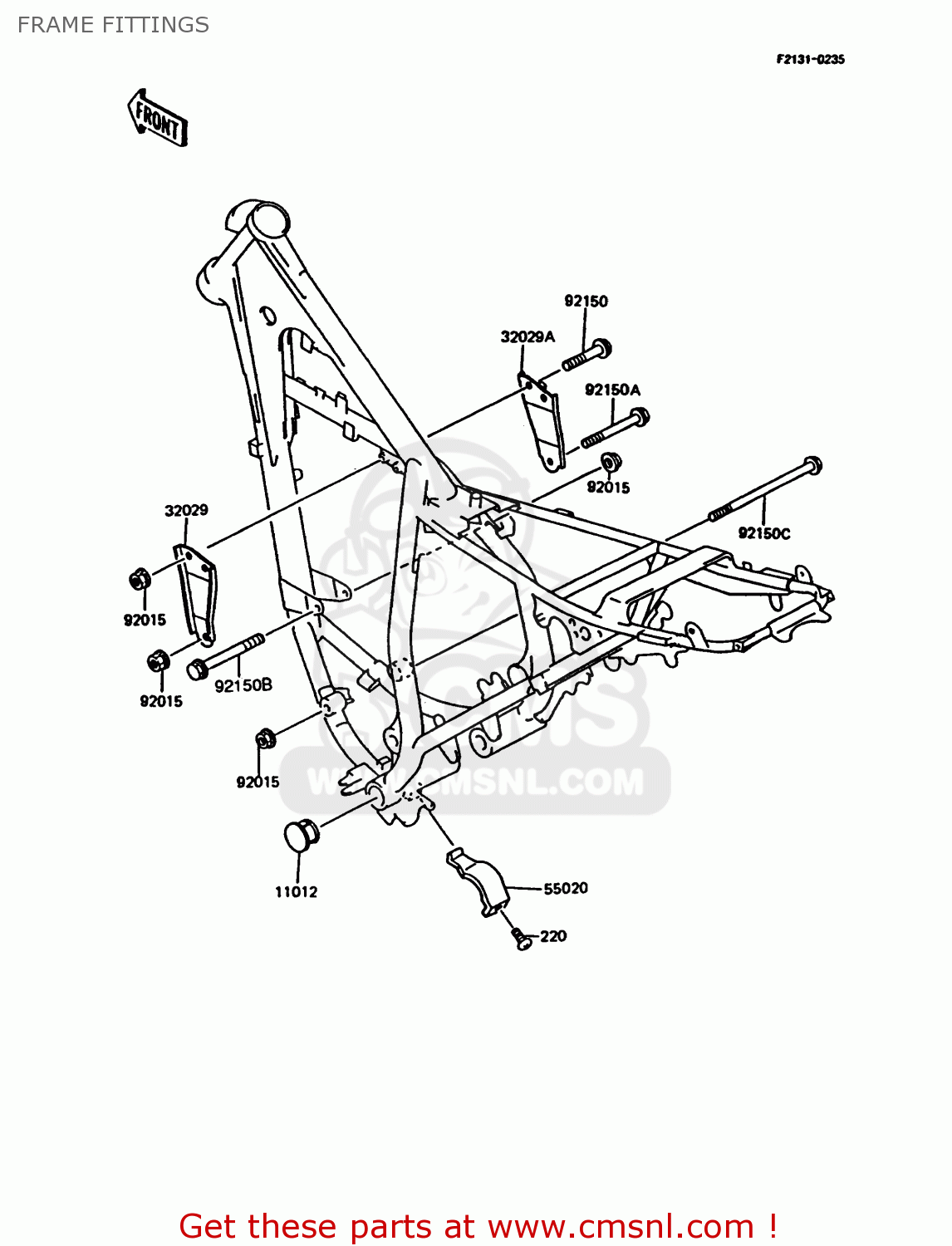 FRAME FITTINGS KMX125-B7 1992 UNITED KINGDOM FR NR