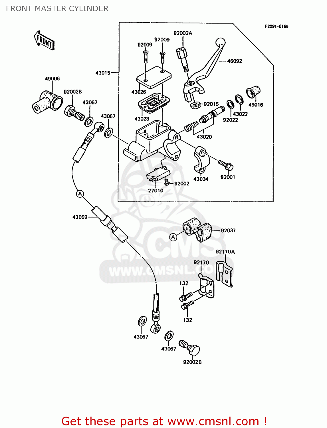 FRONT MASTER CYLINDER KMX125-B7 1992 UNITED KINGDOM FR NR