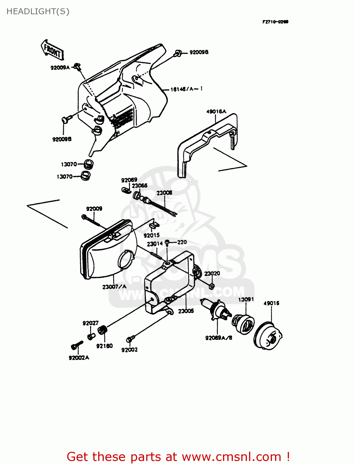 HEADLIGHT(S) KMX125-B7 1992 UNITED KINGDOM FR NR