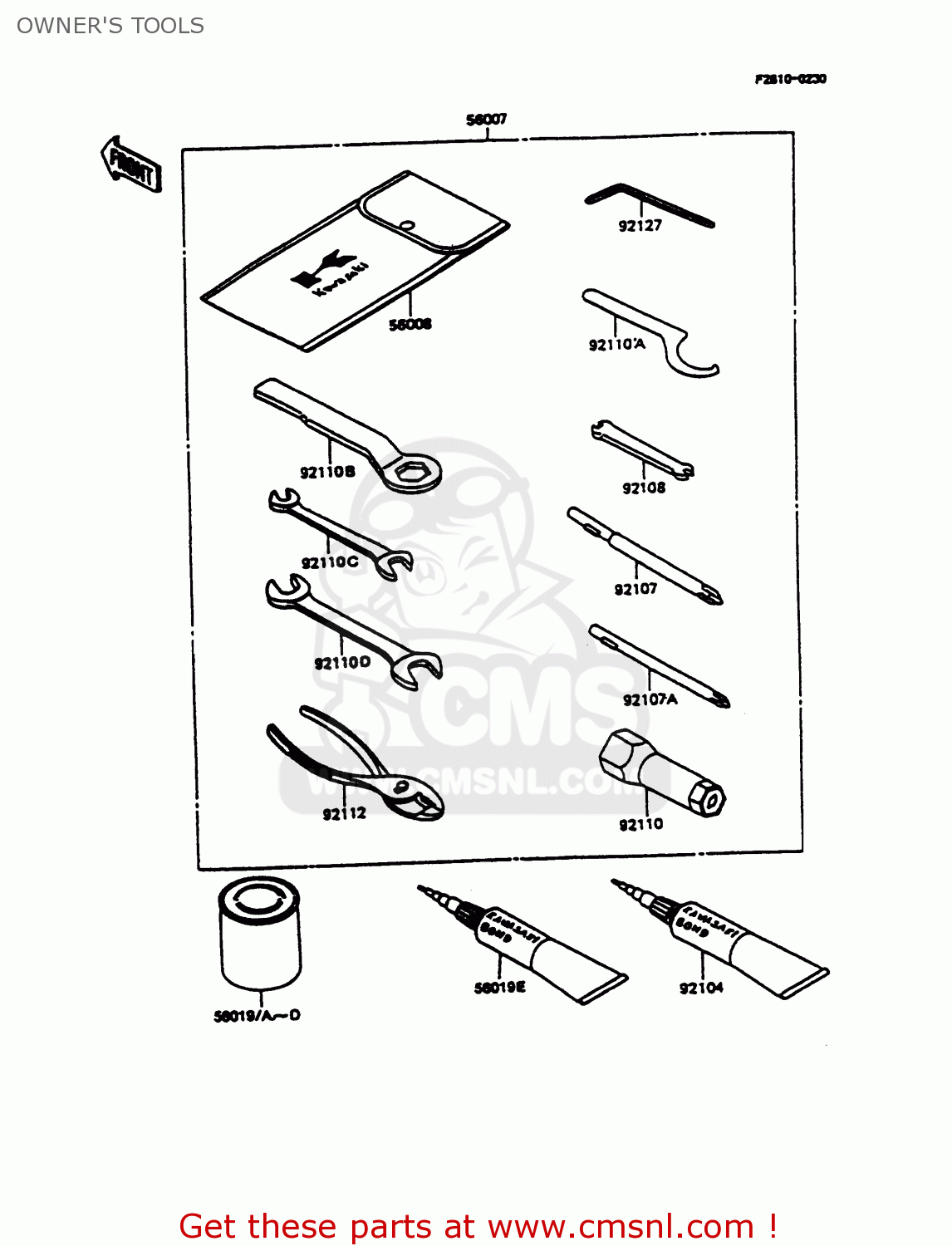 OWNER'S TOOLS KMX125-B7 1992 UNITED KINGDOM FR NR