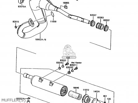 MUFFLER(S) - KMX125-B7 1992 UNITED KINGDOM FR NR
