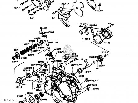 ENGINE COVER(S) - KMX125-B7 1992 UNITED KINGDOM FR NR