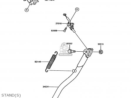 STAND(S) - KMX125-B7 1992 UNITED KINGDOM FR NR