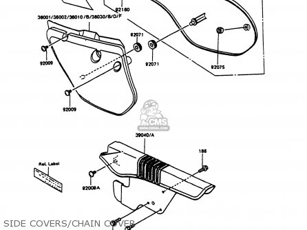 SIDE COVERS/CHAIN COVER - KMX125-B7 1992 UNITED KINGDOM FR NR