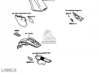 LABELS - KMX125-B7 1992 UNITED KINGDOM FR NR