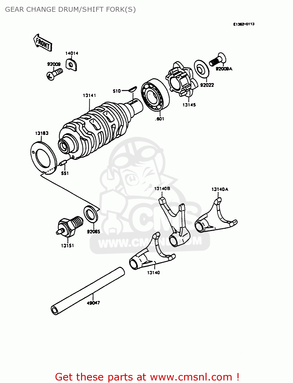 GEAR CHANGE DRUM/SHIFT FORK(S) KMX125-B8 1995 UNITED KINGDOM FR FG