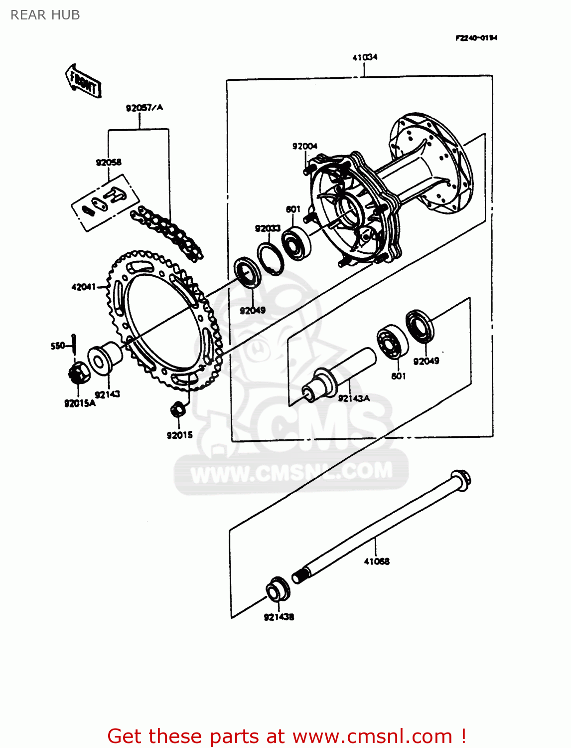 REAR HUB KMX125-B8 1995 UNITED KINGDOM FR FG