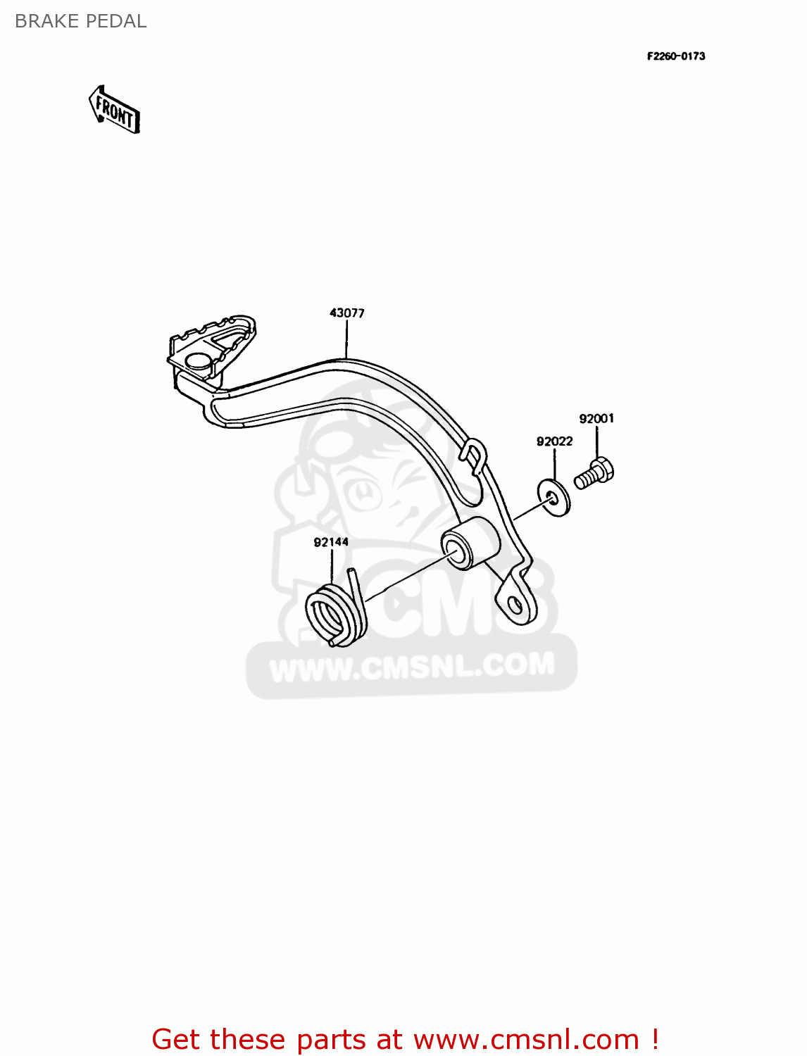 BRAKE PEDAL KMX125-B8 1995 UNITED KINGDOM FR FG