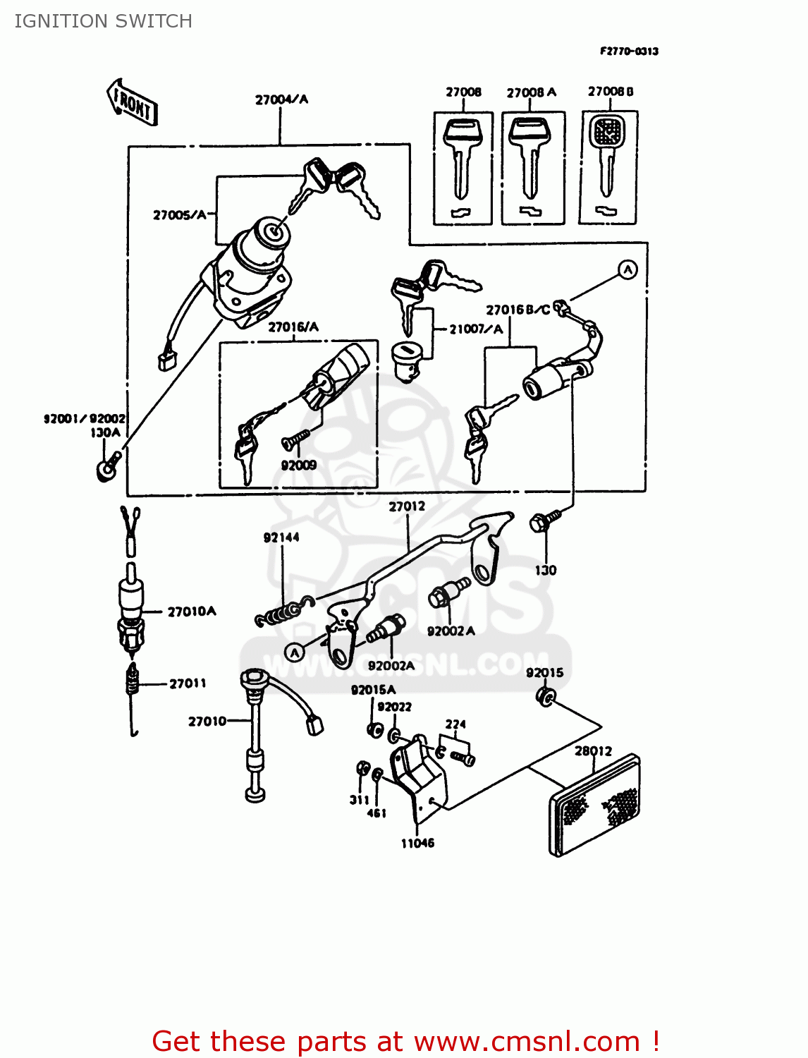 IGNITION SWITCH KMX125-B8 1995 UNITED KINGDOM FR FG
