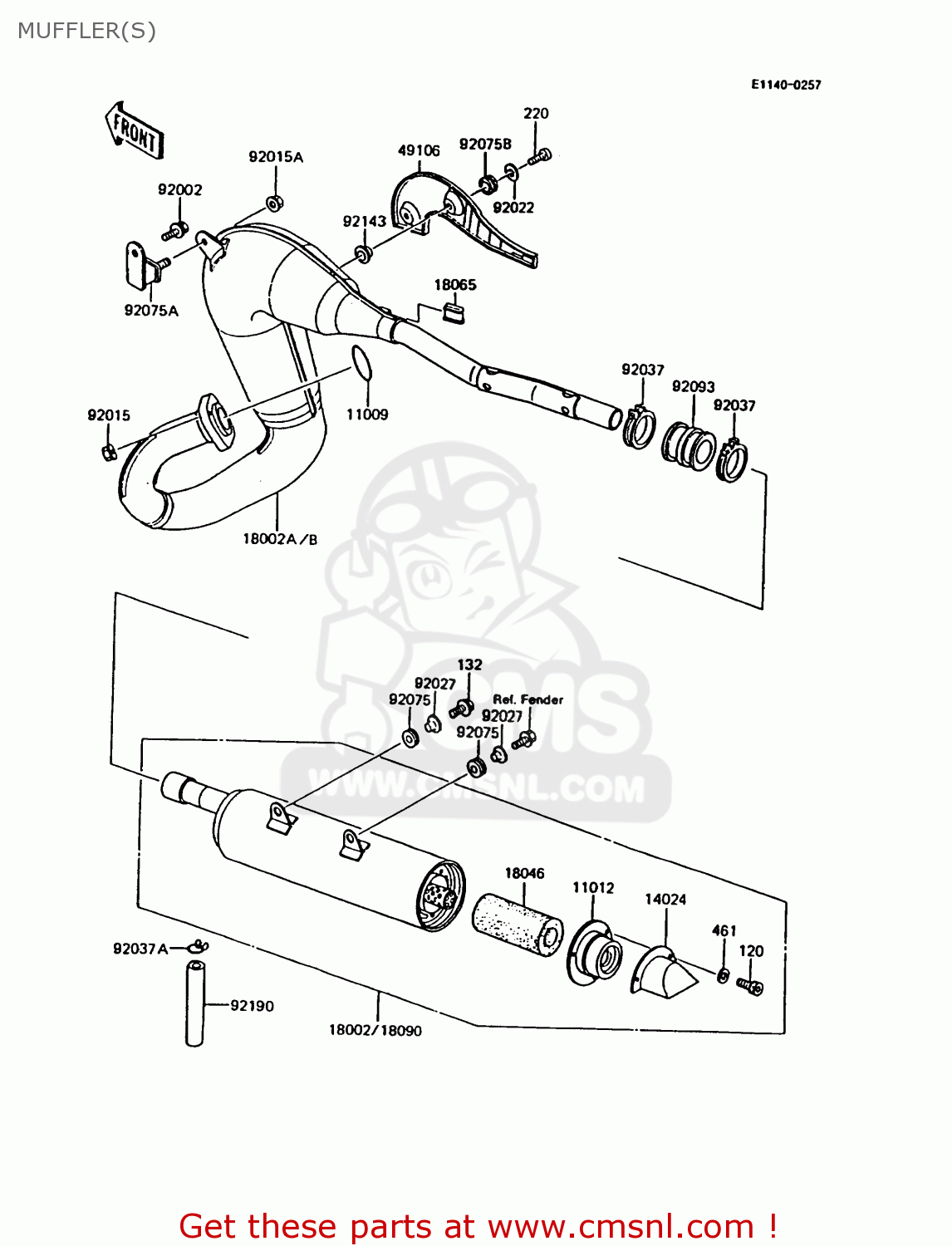 MUFFLER(S) KMX125-B9 1998 UNITED KINGDOM FR FG