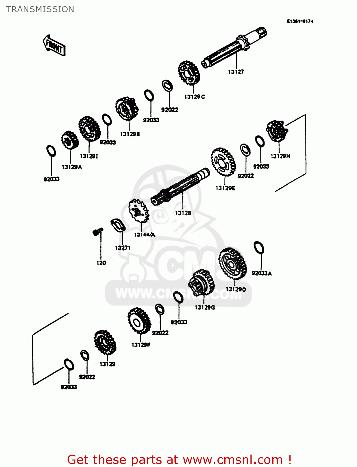 TRANSMISSION KMX125-B9 1998 UNITED KINGDOM FR FG