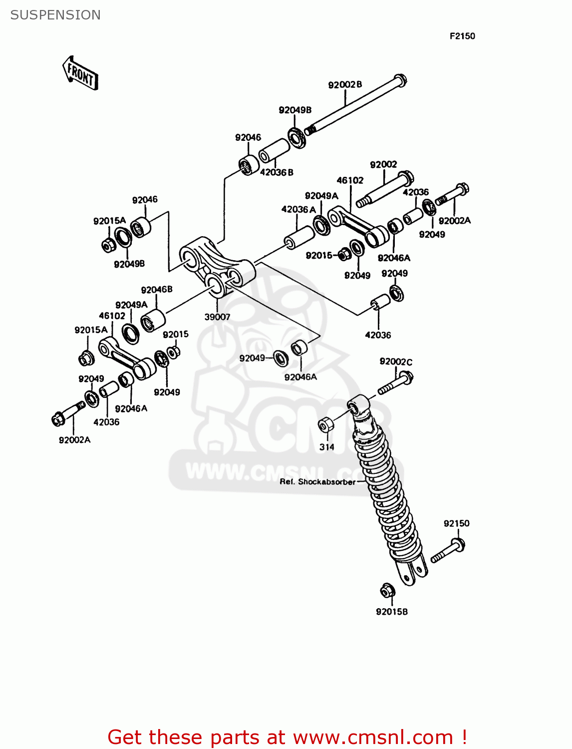 SUSPENSION KMX125-B9 1998 UNITED KINGDOM FR FG