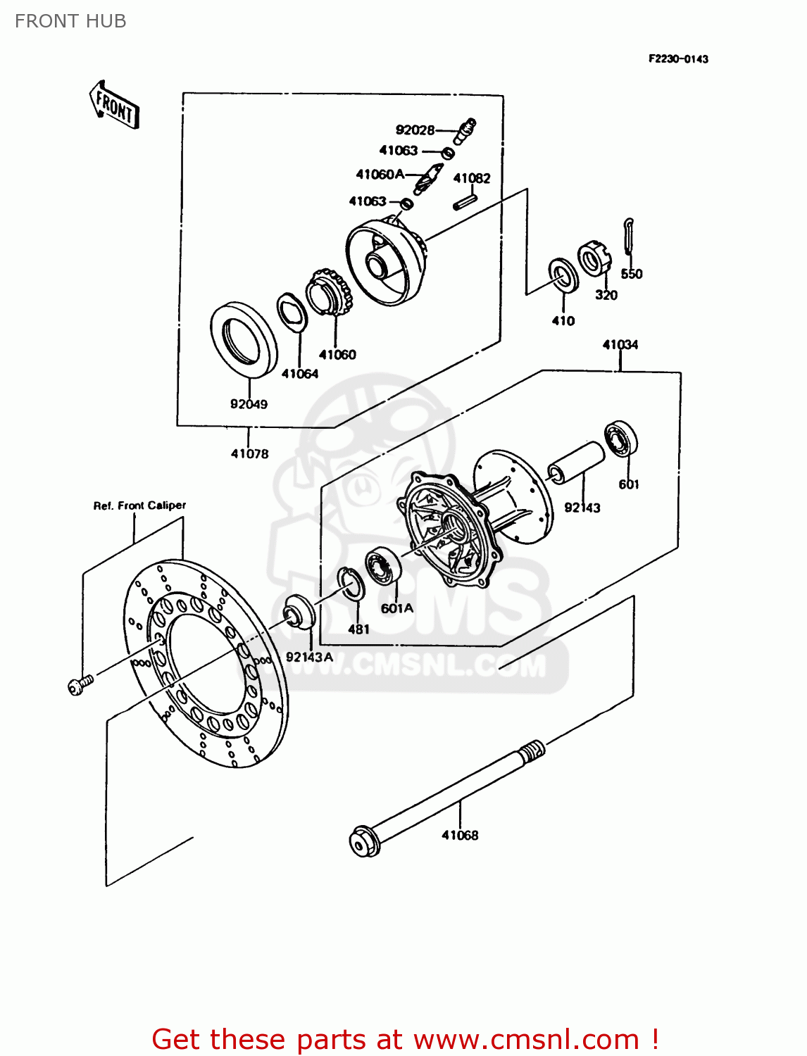 FRONT HUB KMX125-B9 1998 UNITED KINGDOM FR FG
