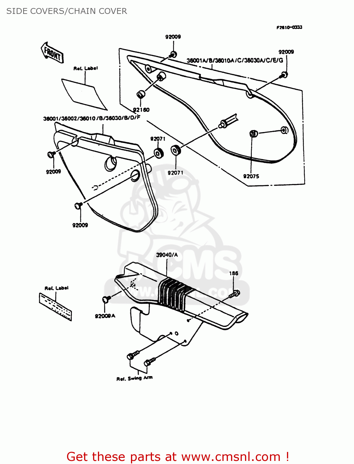 SIDE COVERS/CHAIN COVER KMX125-B9 1998 UNITED KINGDOM FR FG