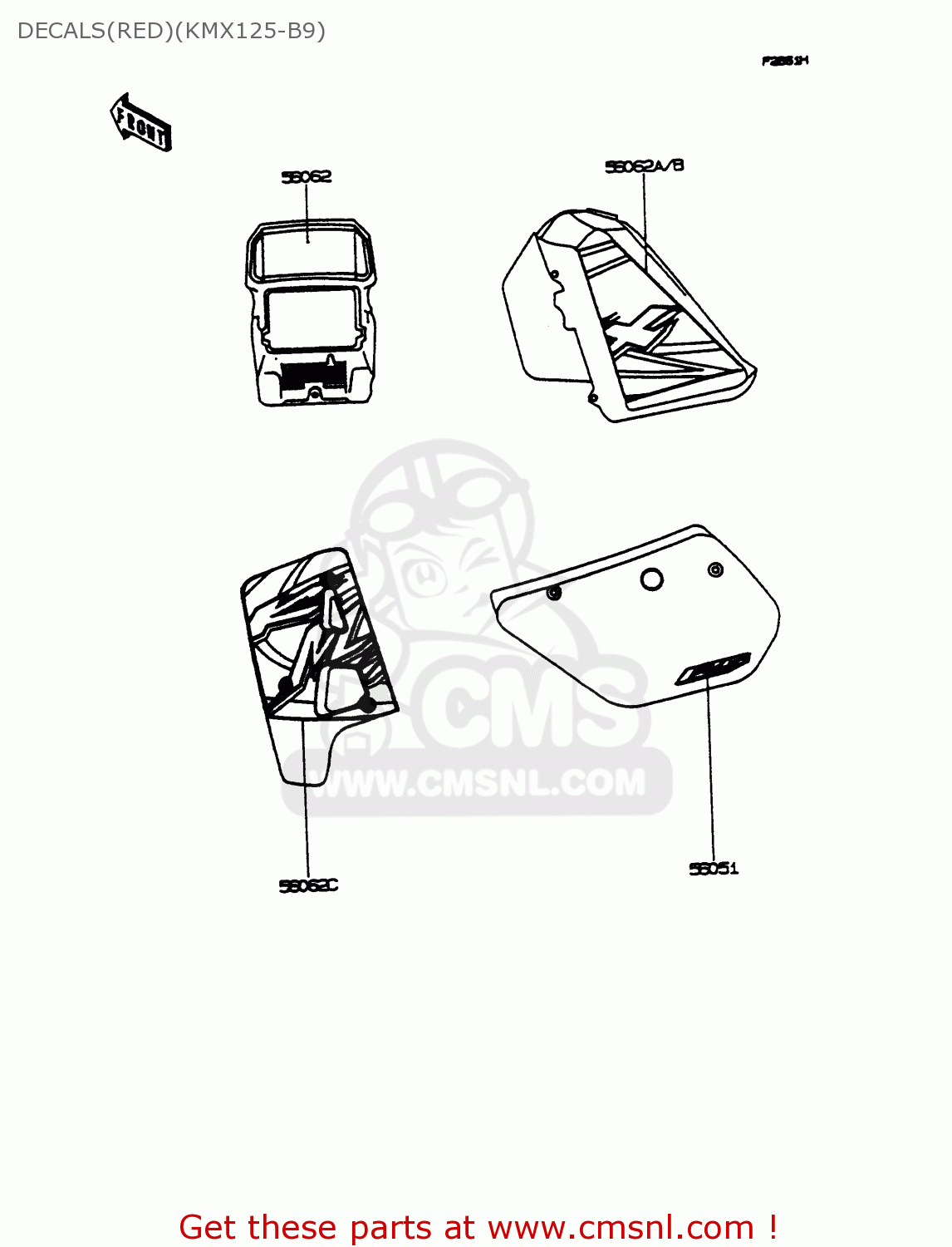 DECALS(RED)(KMX125-B9) KMX125-B9 1998 UNITED KINGDOM FR FG