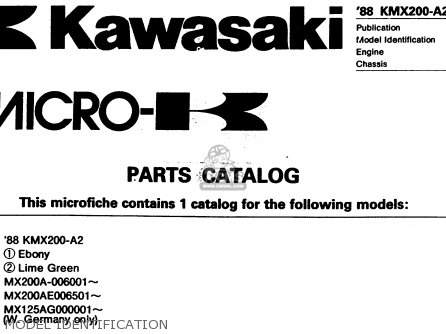 Kawasaki KMX200-A2 1988 EUROPE UK FR GR HR WG Parts Lists And Schematics