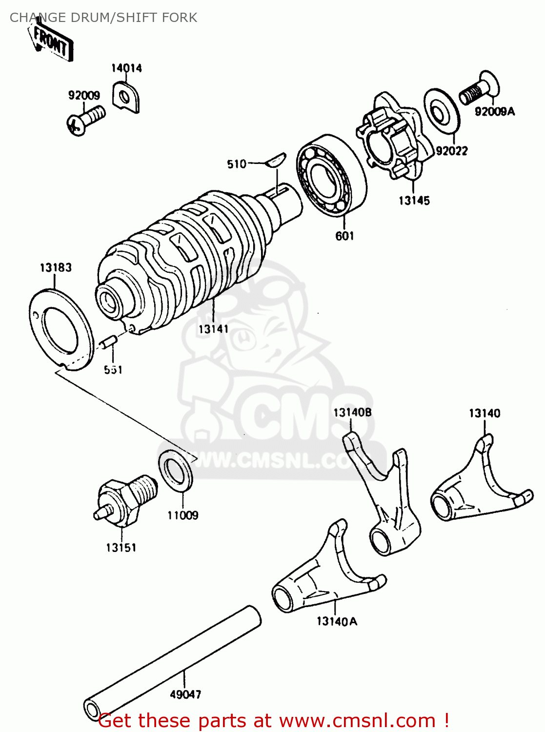 CHANGE DRUM/SHIFT FORK KMX200-A2 1988 EUROPE UK FR GR HR WG